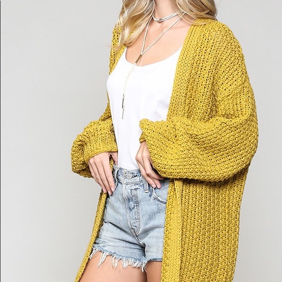 Sale! QUALITY CABLE KNIT OVERSIZE CARDIGAN GOLDEN HONEY - Picture 10 of 10